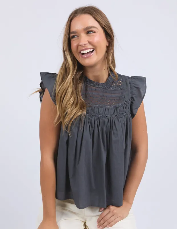 Adelyn Top Charcoal sold by Foxwood Clothing