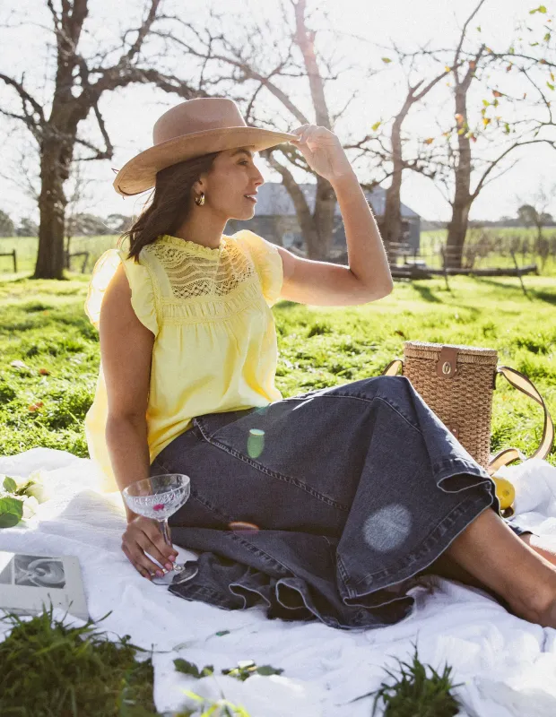 Adelyn Top Lemon sold by Foxwood Clothing