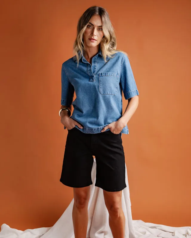 Monte Shirt Mid Blue sold by Foxwood Clothing