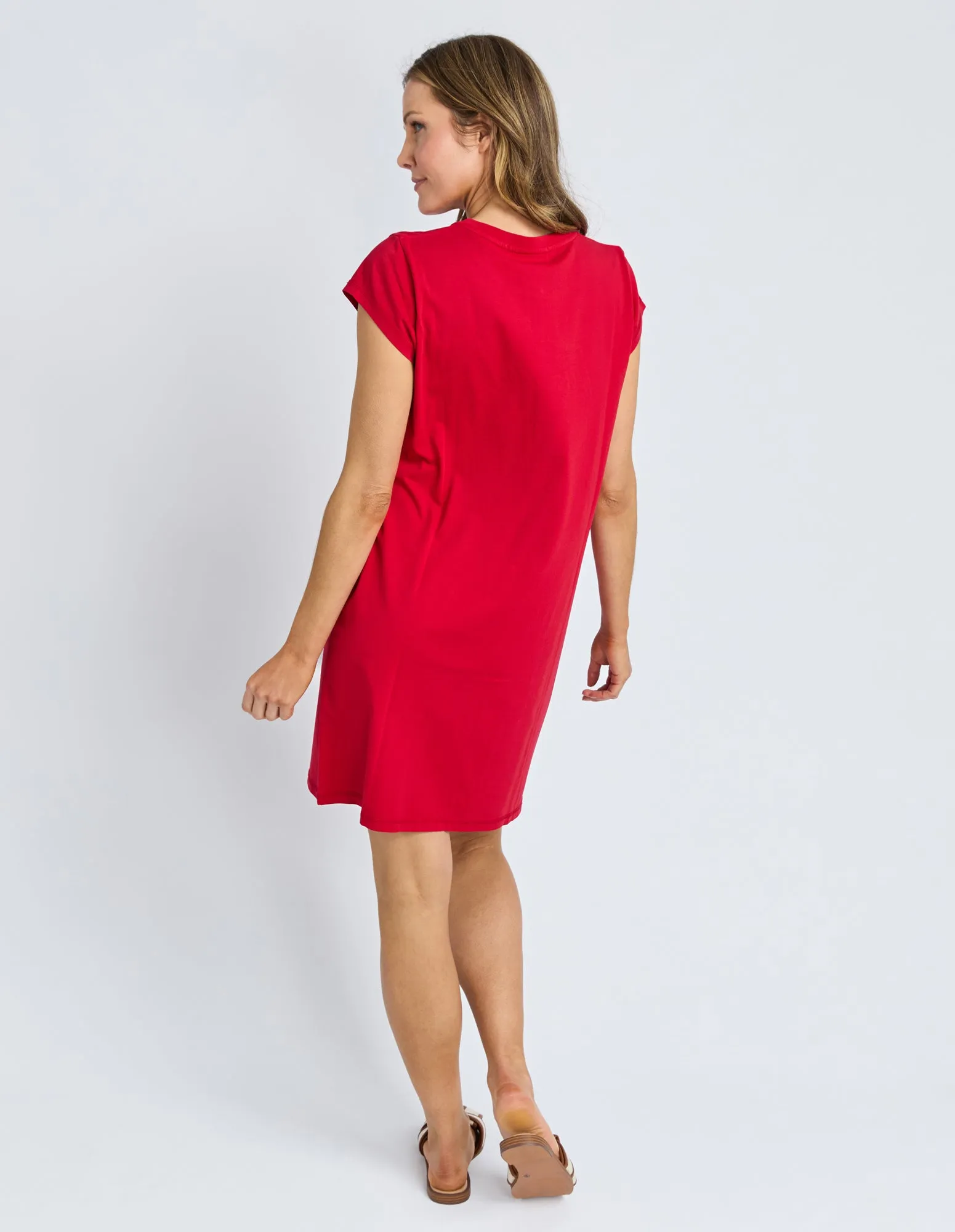 Signature Embroidery Tee Dress Crimson sold by Foxwood Clothing product image thumbnail 3