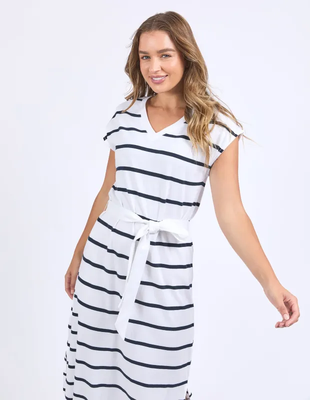 Casey Stripe Dress White sold by Foxwood Clothing