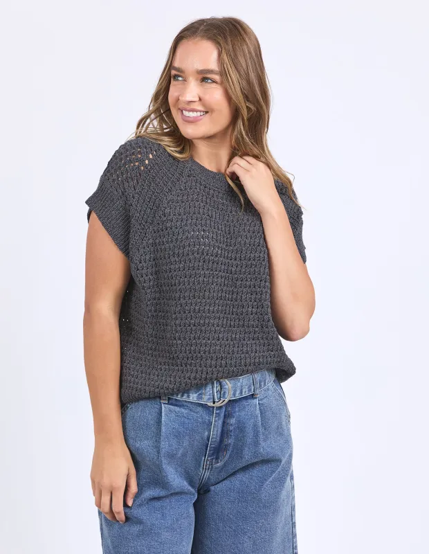 Isla Knit Vest Charcoal sold by Foxwood Clothing