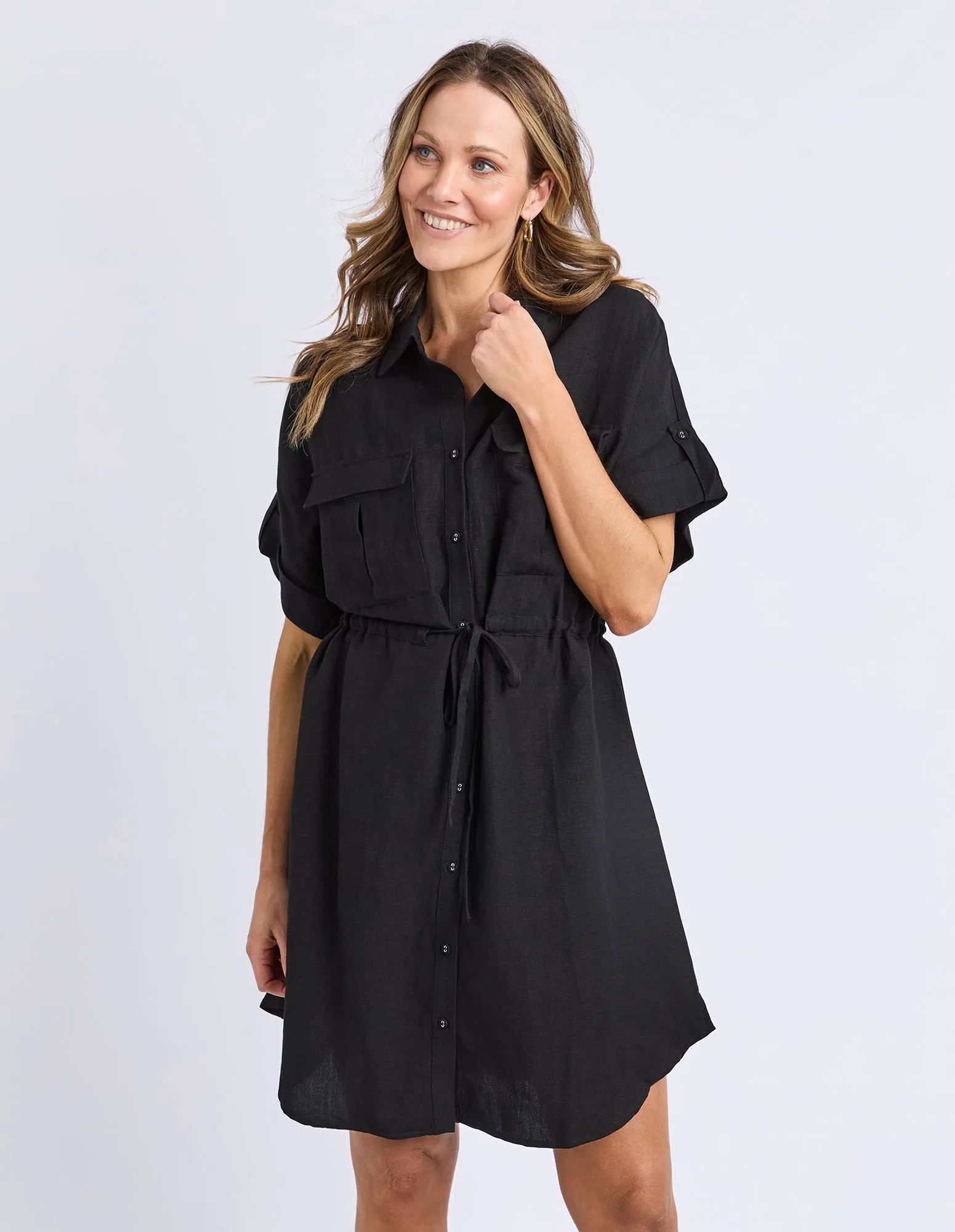 Willow Shirt Dress Black sold by Foxwood Clothing