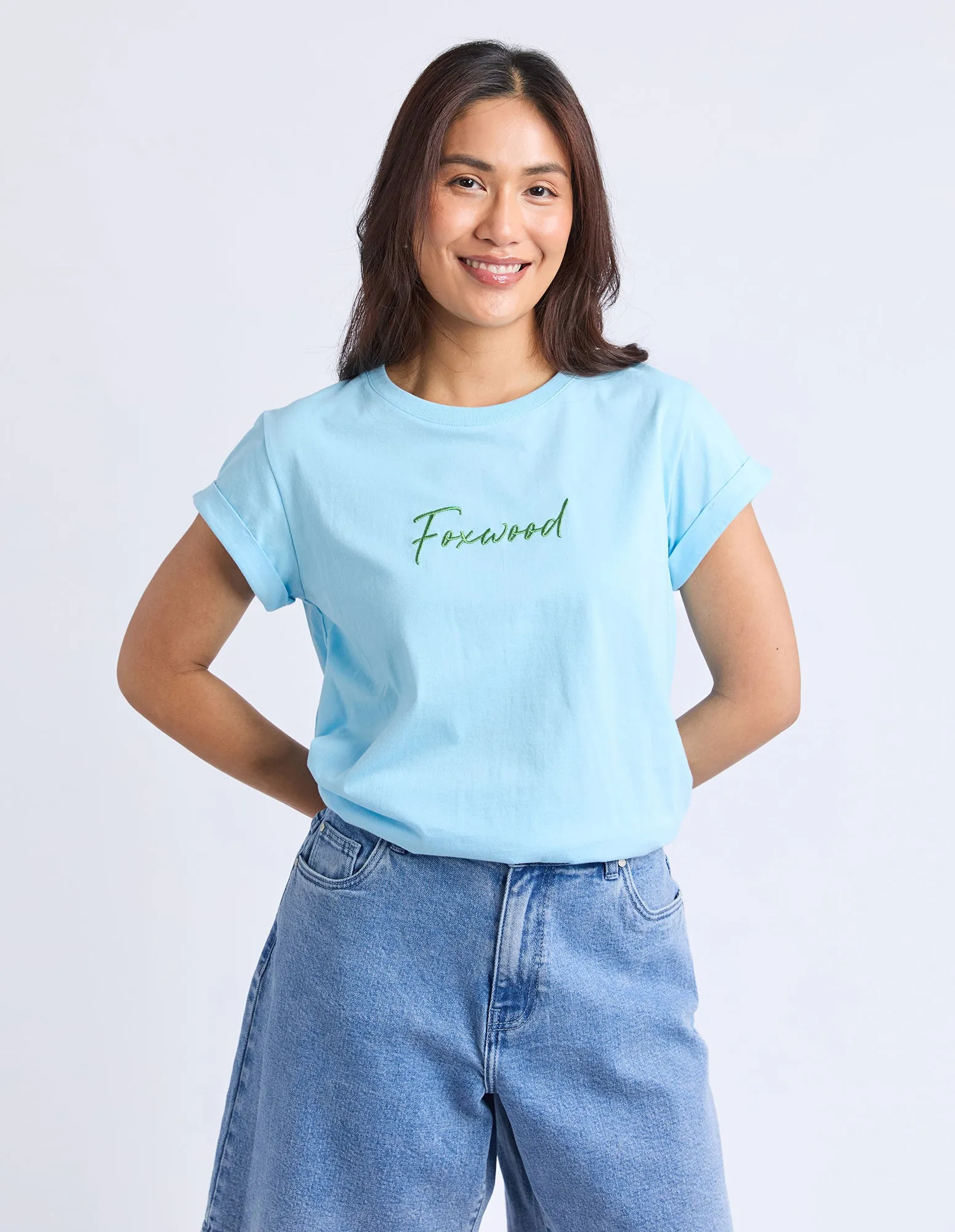 Signature Contrast Tee Light Blue With Lime sold by Foxwood Clothing