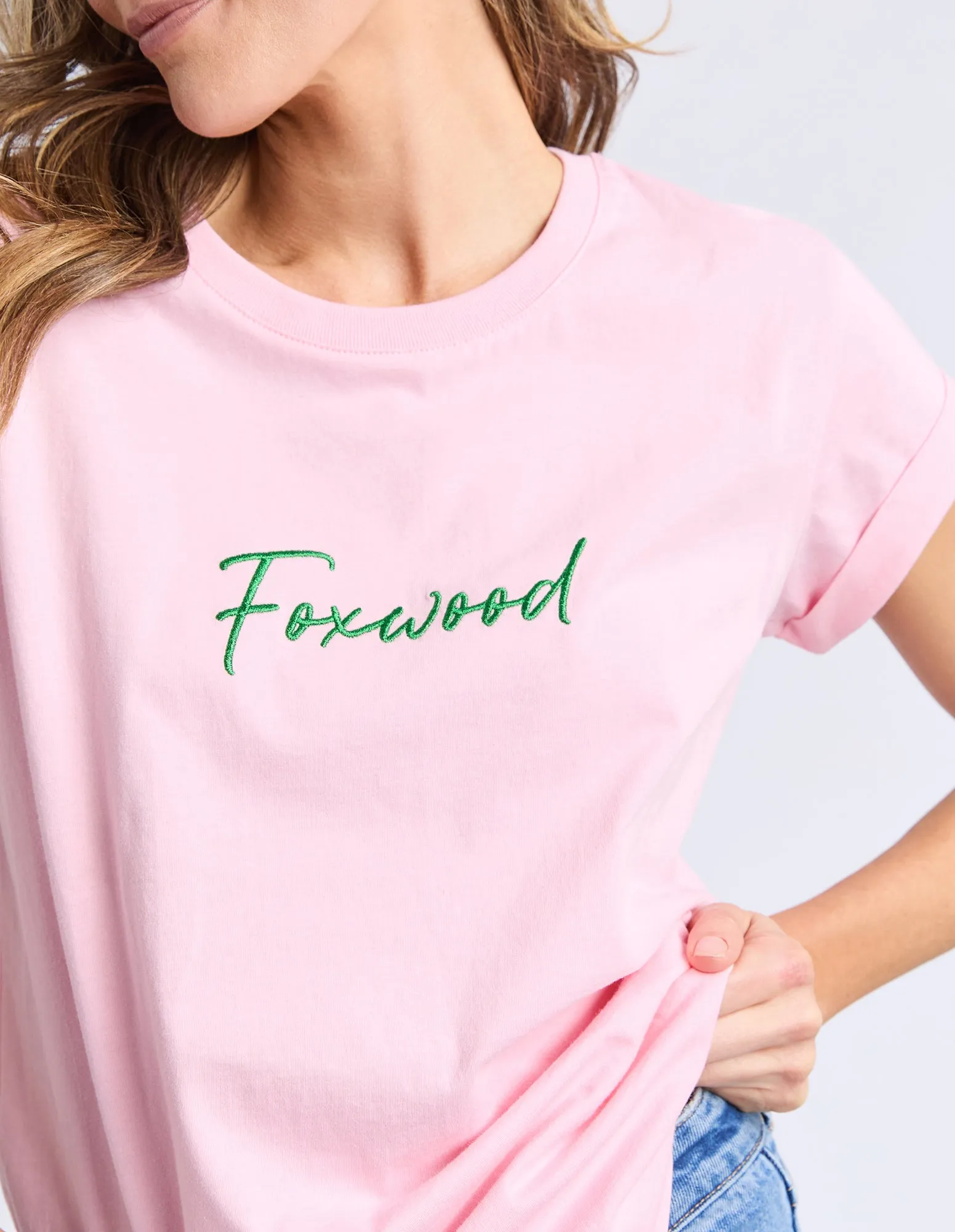 Signature Contrast Tee Pnk With Emerald Grn sold by Foxwood Clothing product image thumbnail 5