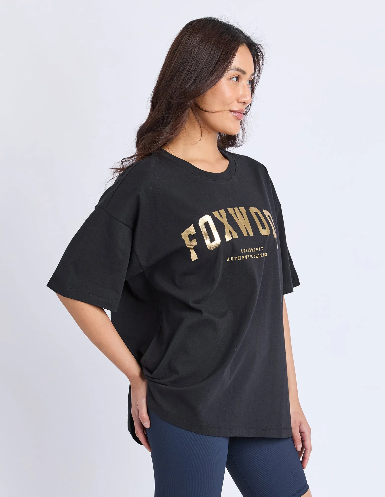 Metallic Interval Tee Black With Gold sold by Foxwood Clothing product image thumbnail 4