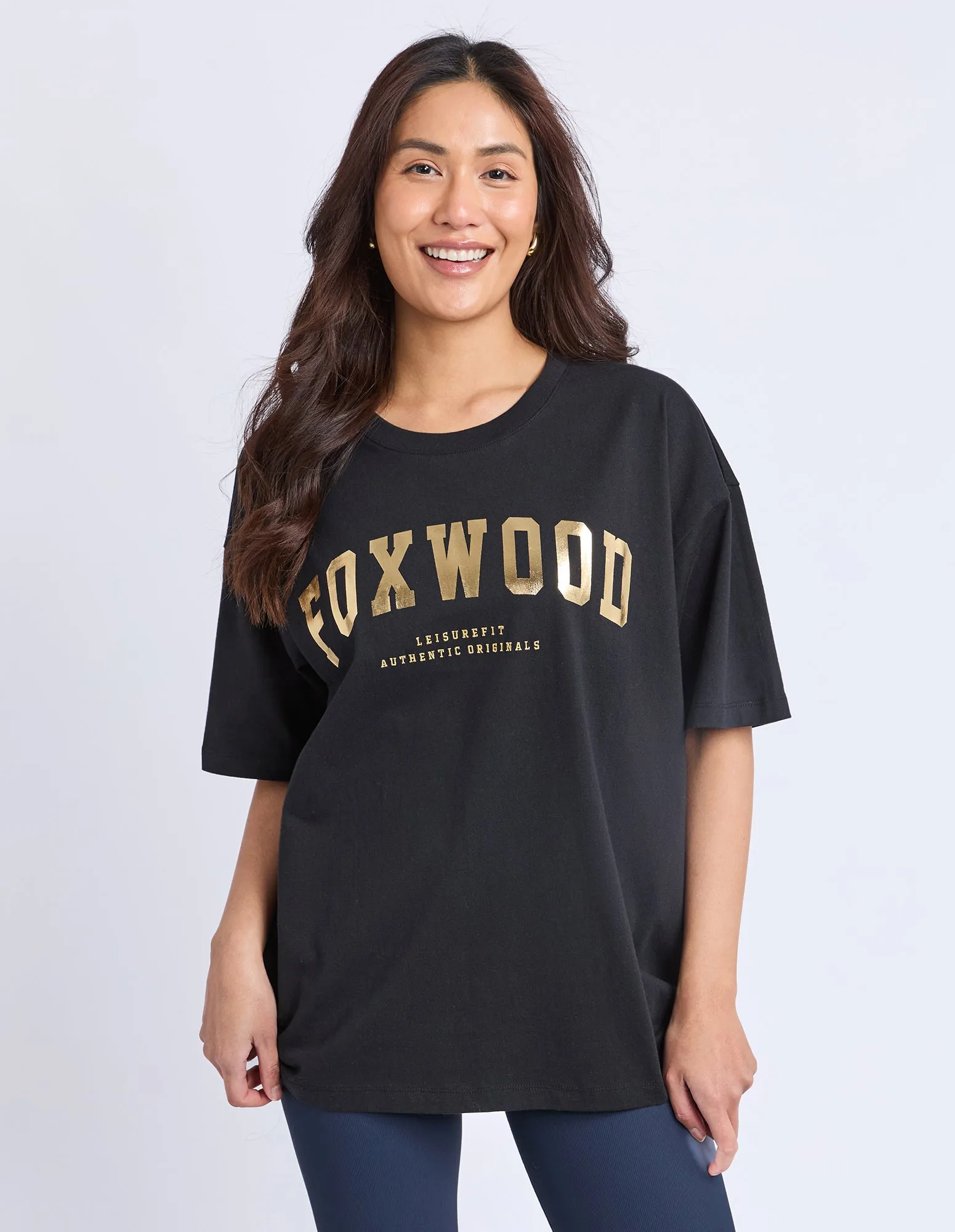 Metallic Interval Tee Black With Gold sold by Foxwood Clothing