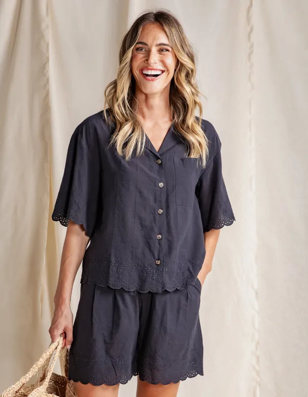 Madeleine Shirt Black sold by Foxwood Clothing