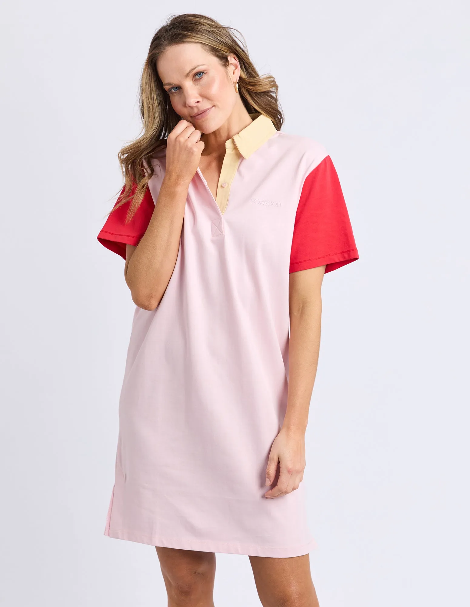 Mixed Rugby Dress Pale Pink sold by Foxwood Clothing