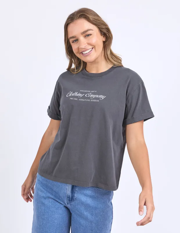 Line Tee Charcoal sold by Foxwood Clothing