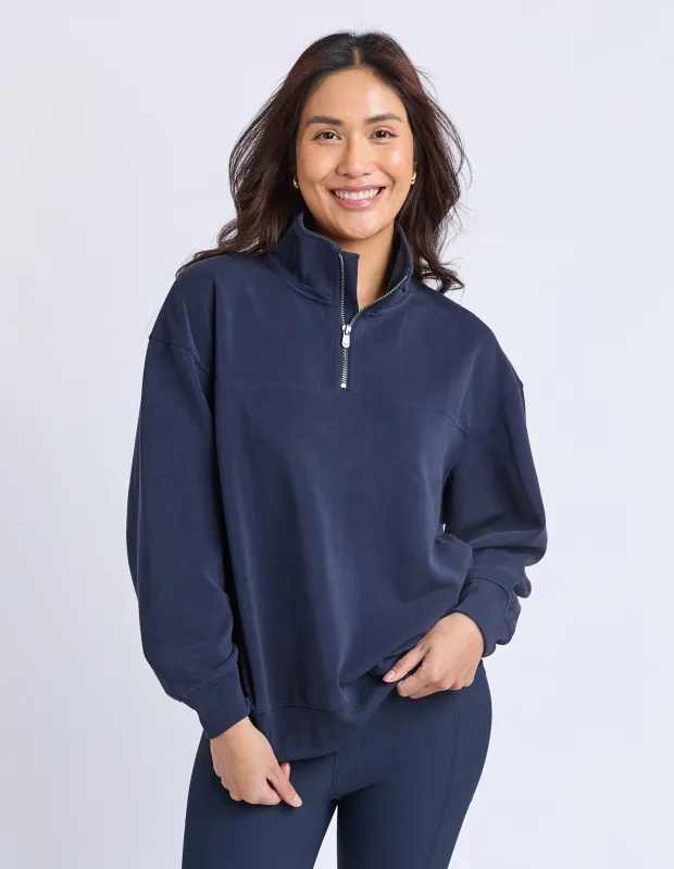 Luxe Zip Crew Navy sold by Foxwood Clothing