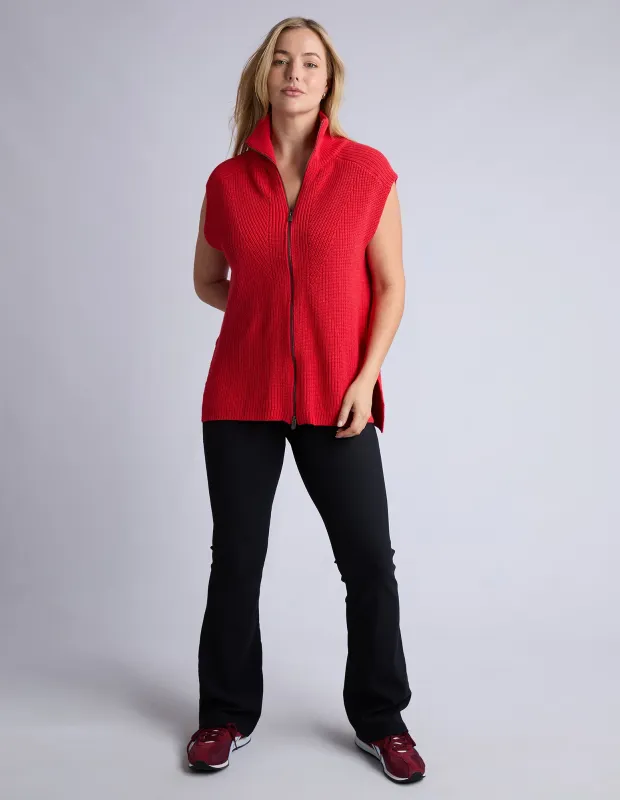 Zip Knit Vest Red sold by Foxwood Clothing