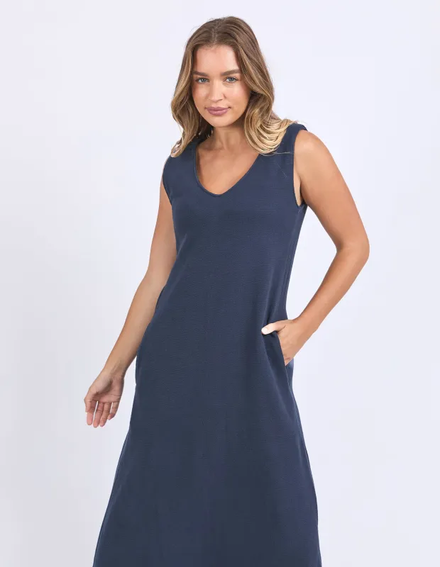 Aspen Dress Navy sold by Foxwood Clothing