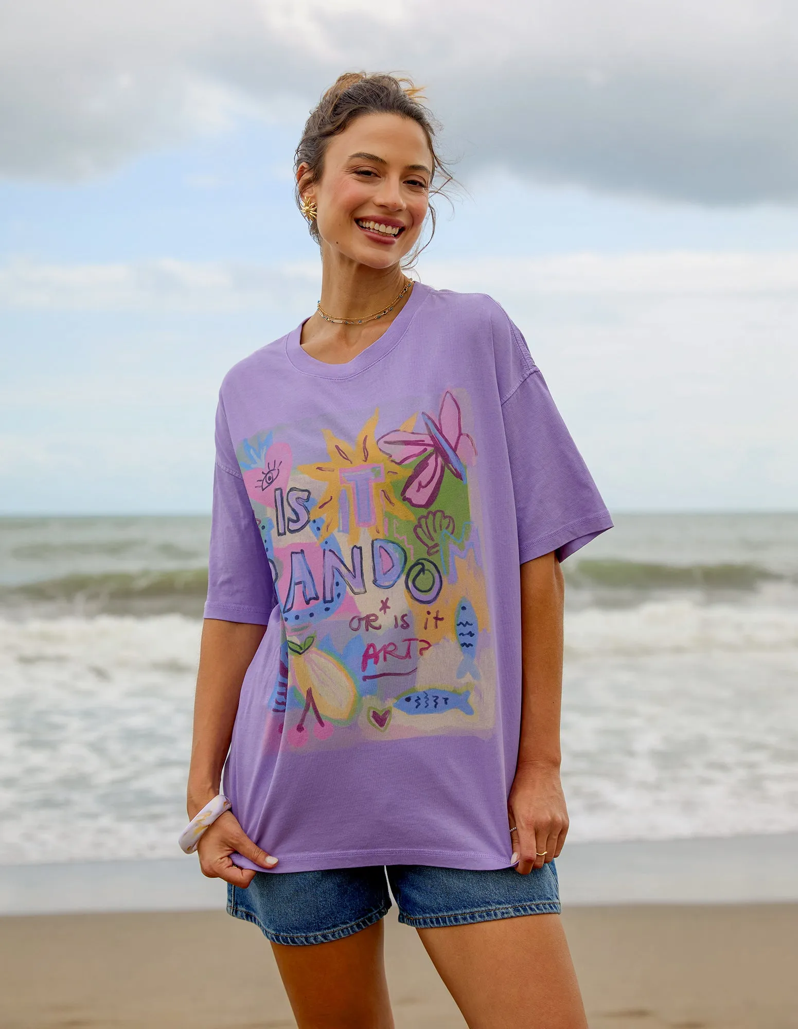 Random And Art Tee Lavender sold by Foxwood Clothing