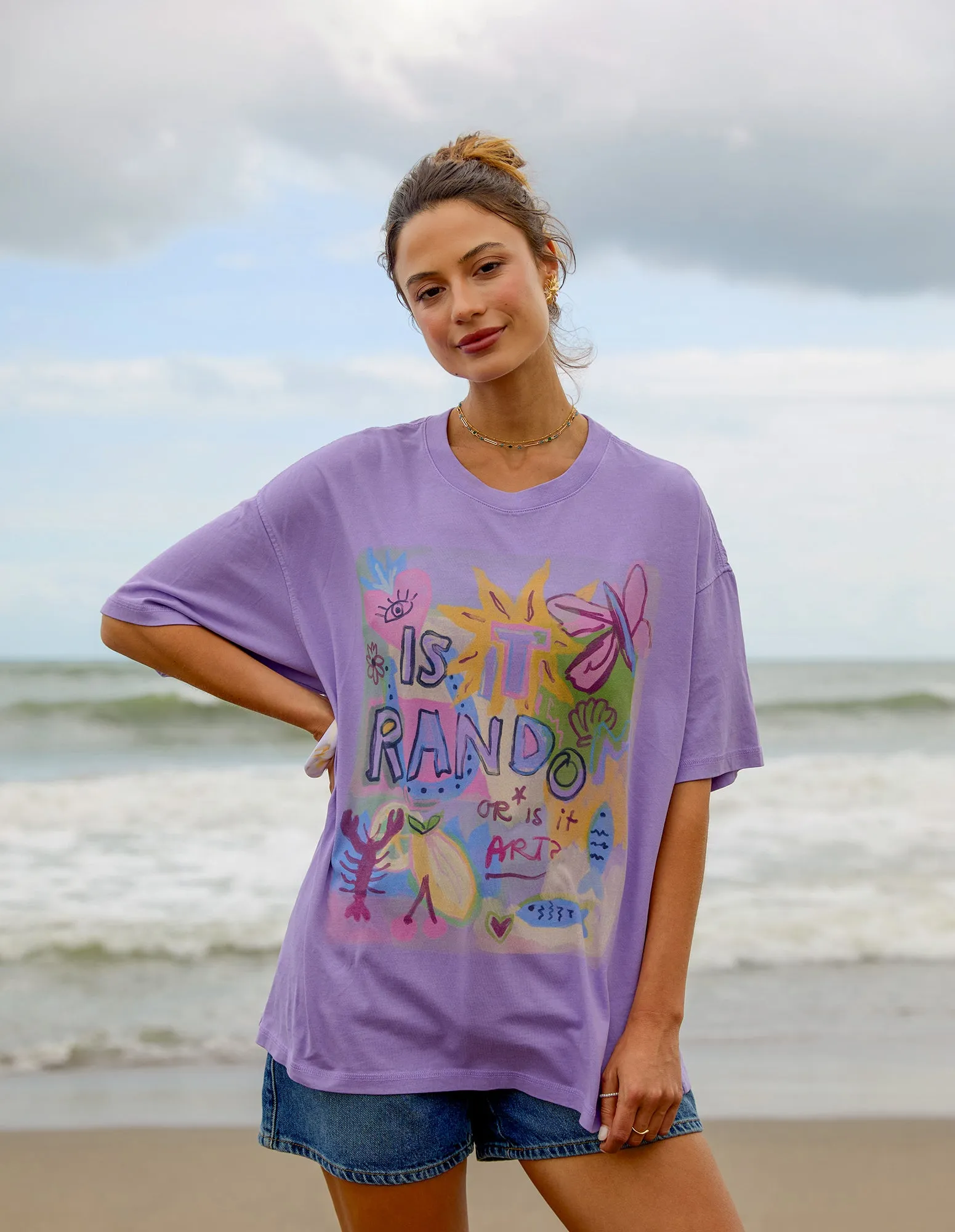 Random And Art Tee Lavender sold by Foxwood Clothing product image thumbnail 3