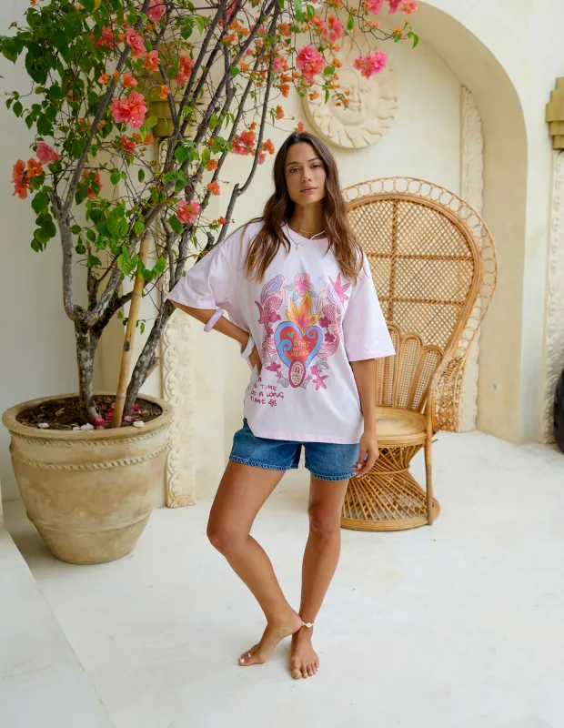 Heart Of Hearts Tee Pale Pink sold by Foxwood Clothing