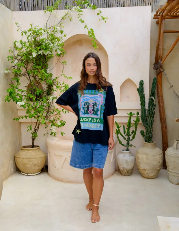 Lucky Star Tee Washed Black sold by Foxwood Clothing