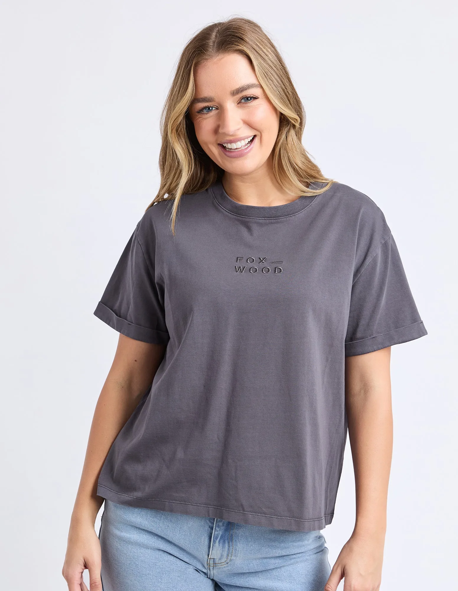 Huntleigh Oversized Tee Charcoal sold by Foxwood Clothing