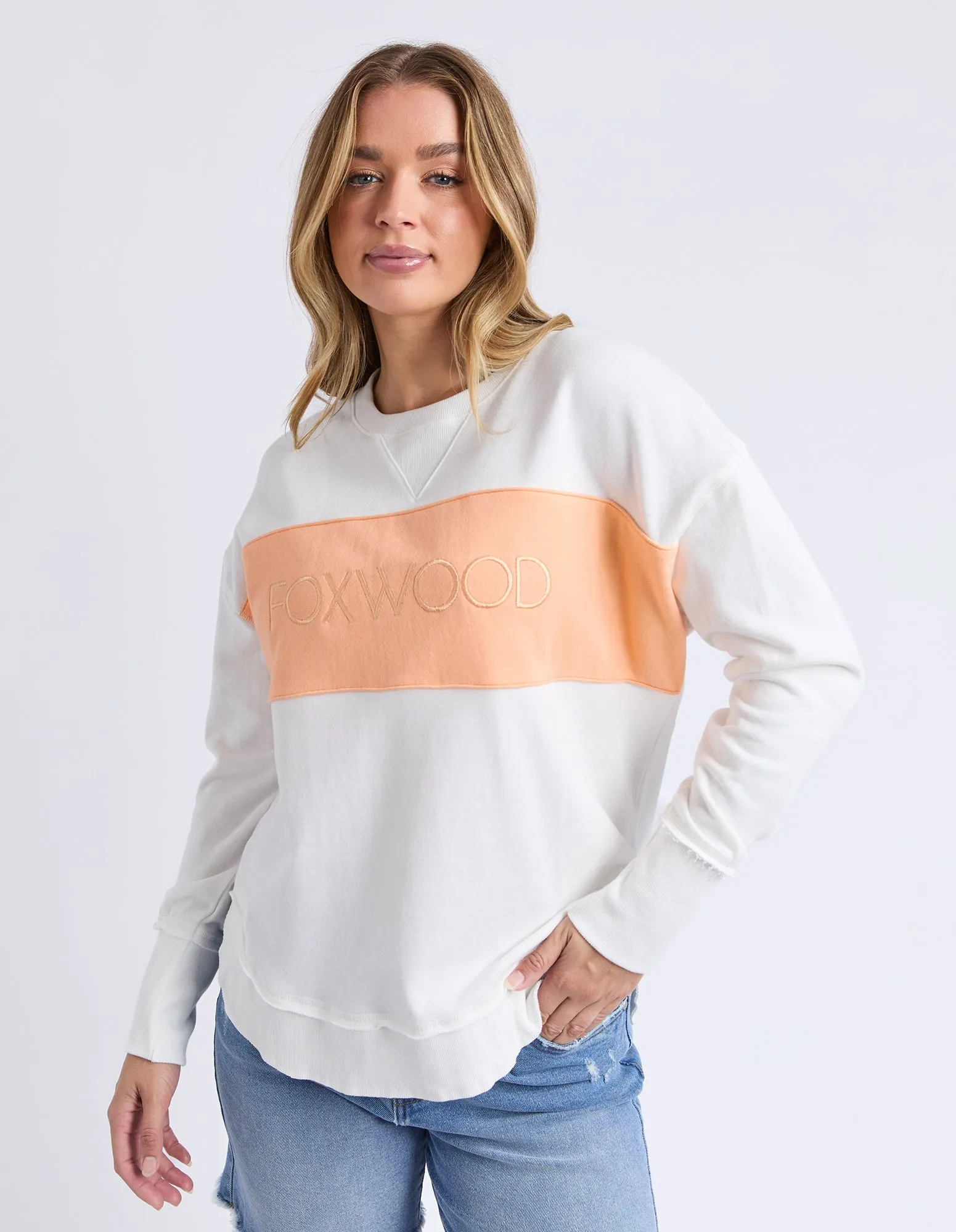 Simplified Tonal Crew Vintage Wht & Peach sold by Foxwood Clothing