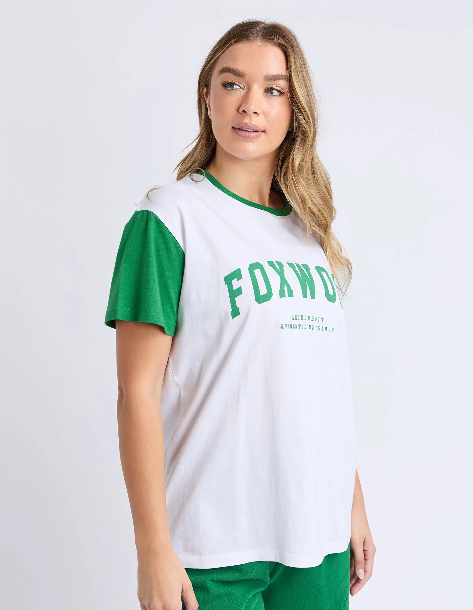 Baseball Tee White & Green sold by Foxwood Clothing product image thumbnail 4