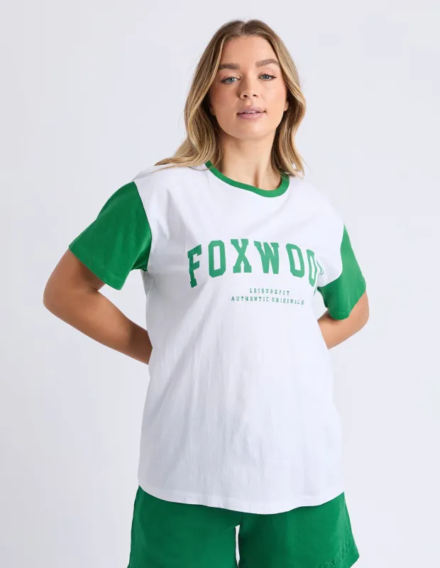 Baseball Tee White & Green sold by Foxwood Clothing