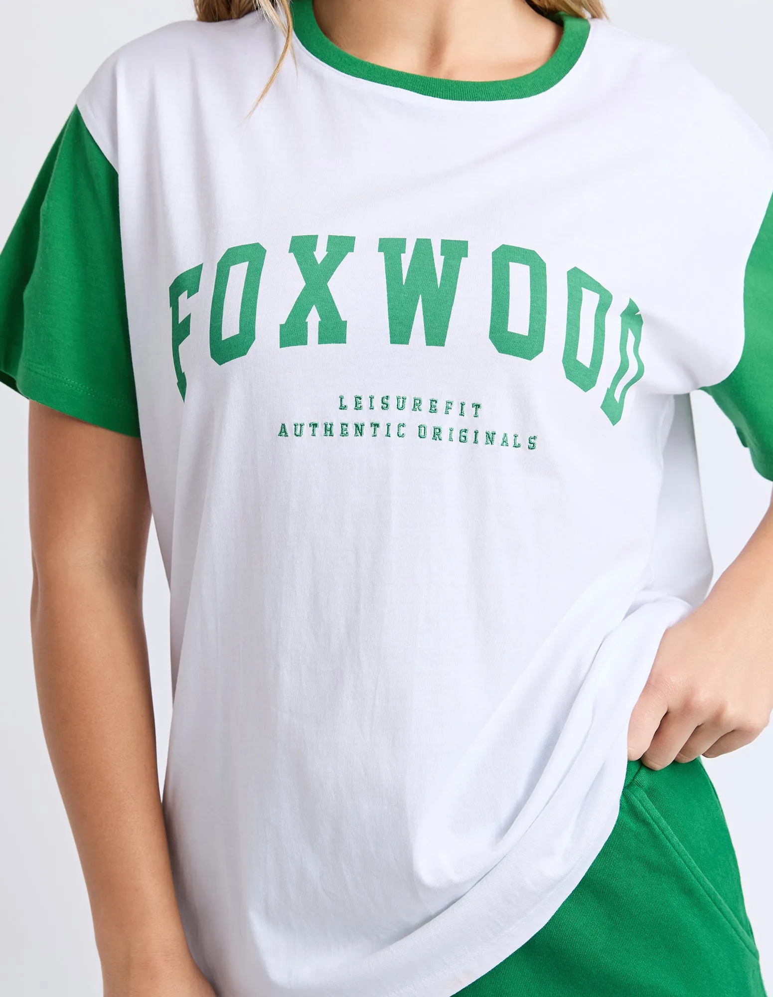 Baseball Tee White & Green sold by Foxwood Clothing product image thumbnail 5