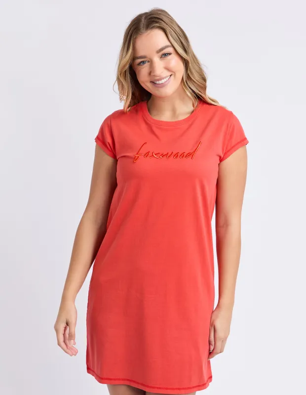 Signature Embroidery Tee Dress Tangelo sold by Foxwood Clothing