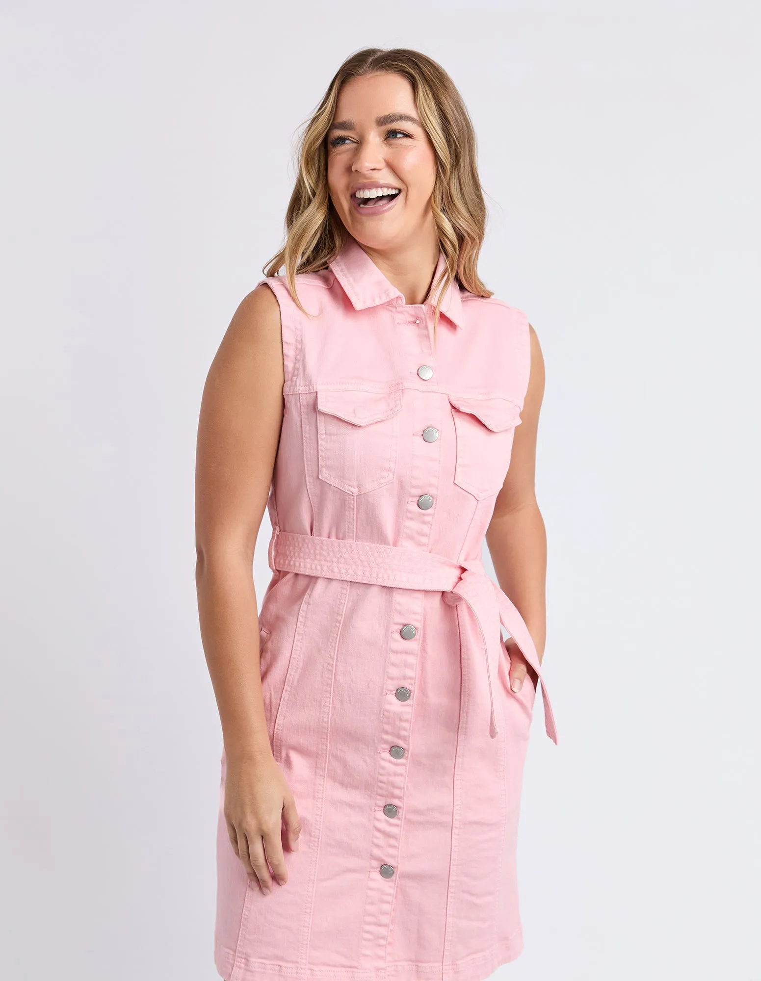 Sleeveless Talbert Dress Pale Pink sold by Foxwood Clothing