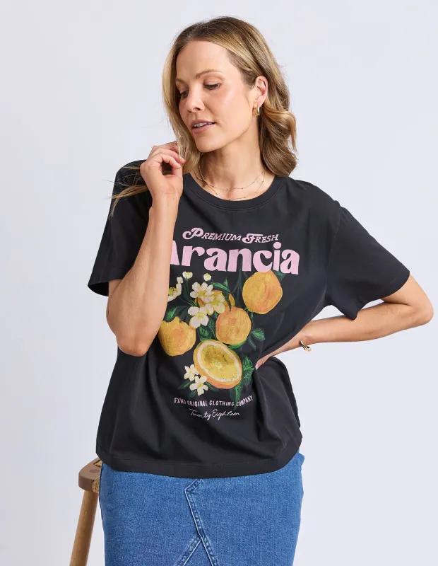 Arancia Tee Washed Black sold by Foxwood Clothing