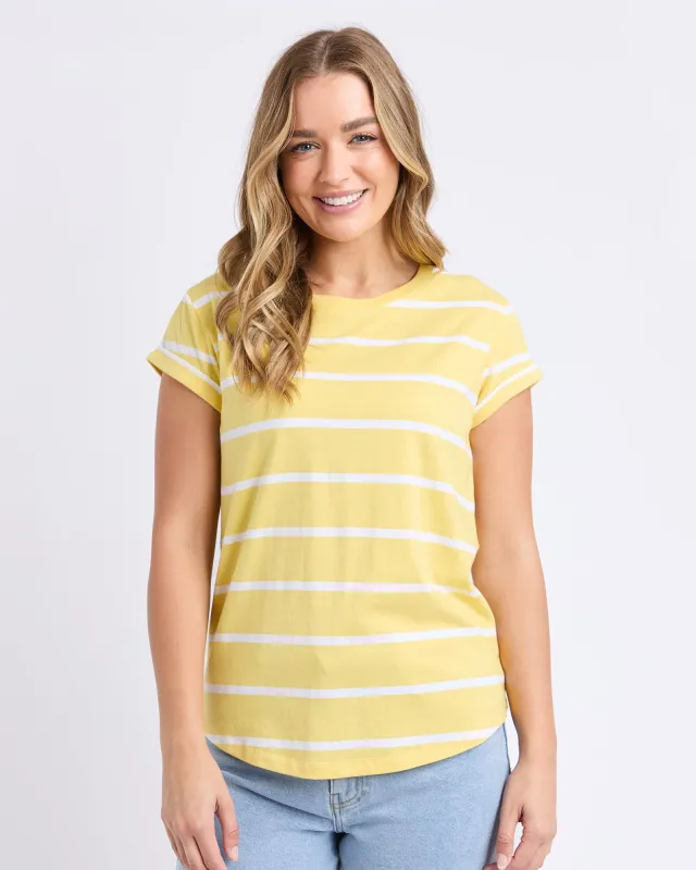 Manly Stripe Tee Sunshine / Wht Str sold by Foxwood Clothing