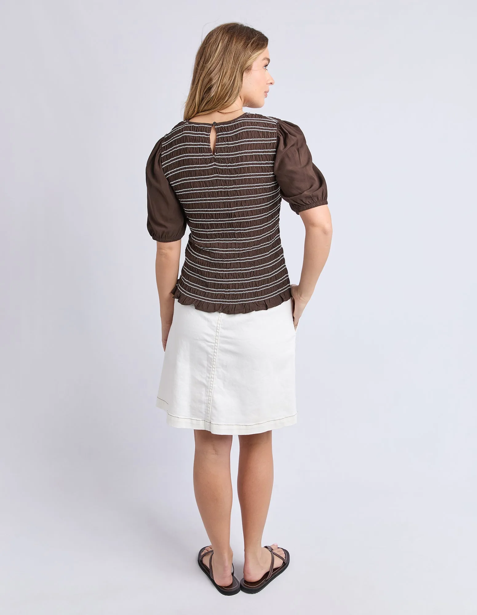 Aria Shirred Top Chocolate sold by Foxwood Clothing product image thumbnail 3
