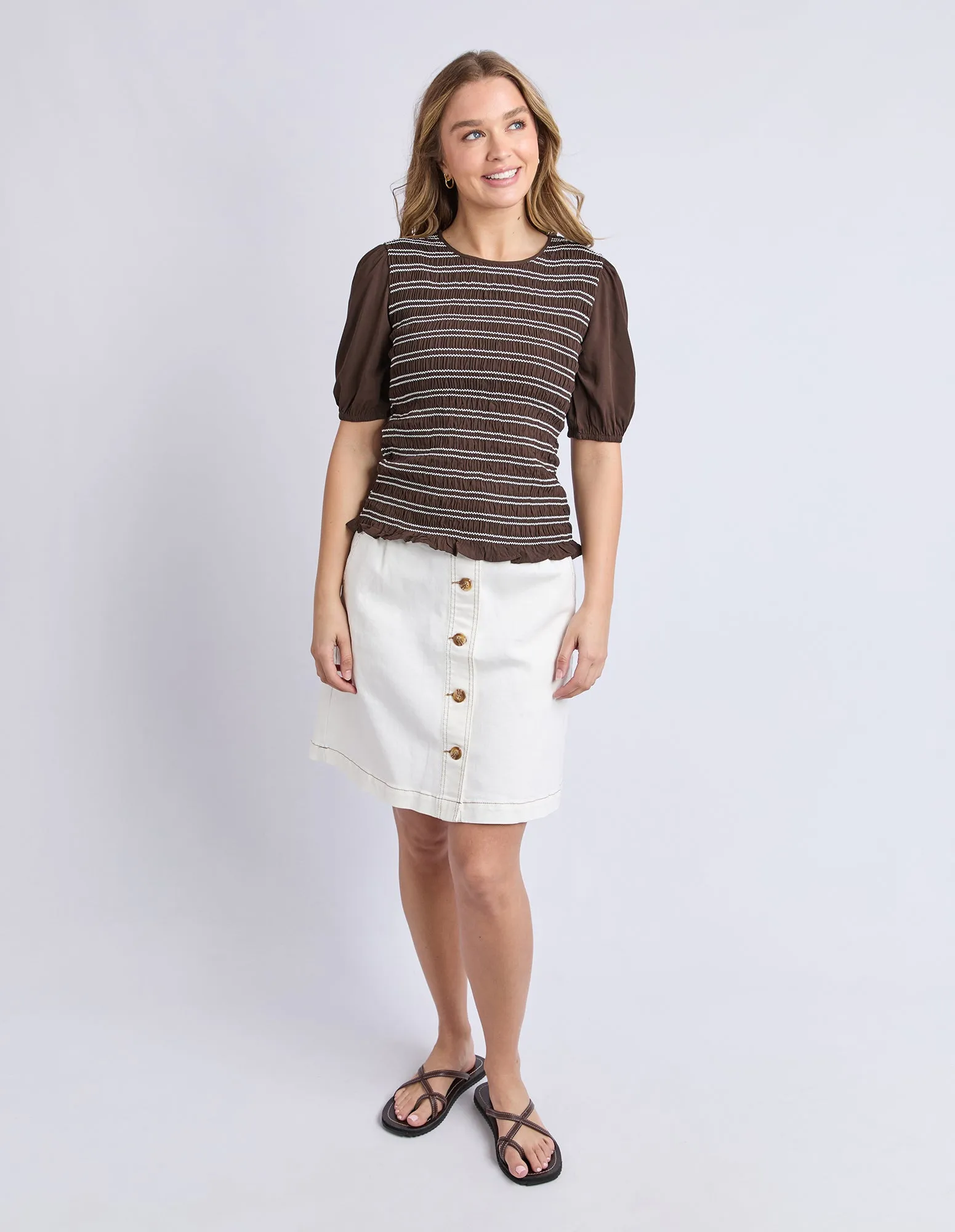 Aria Shirred Top Chocolate sold by Foxwood Clothing product image thumbnail 2