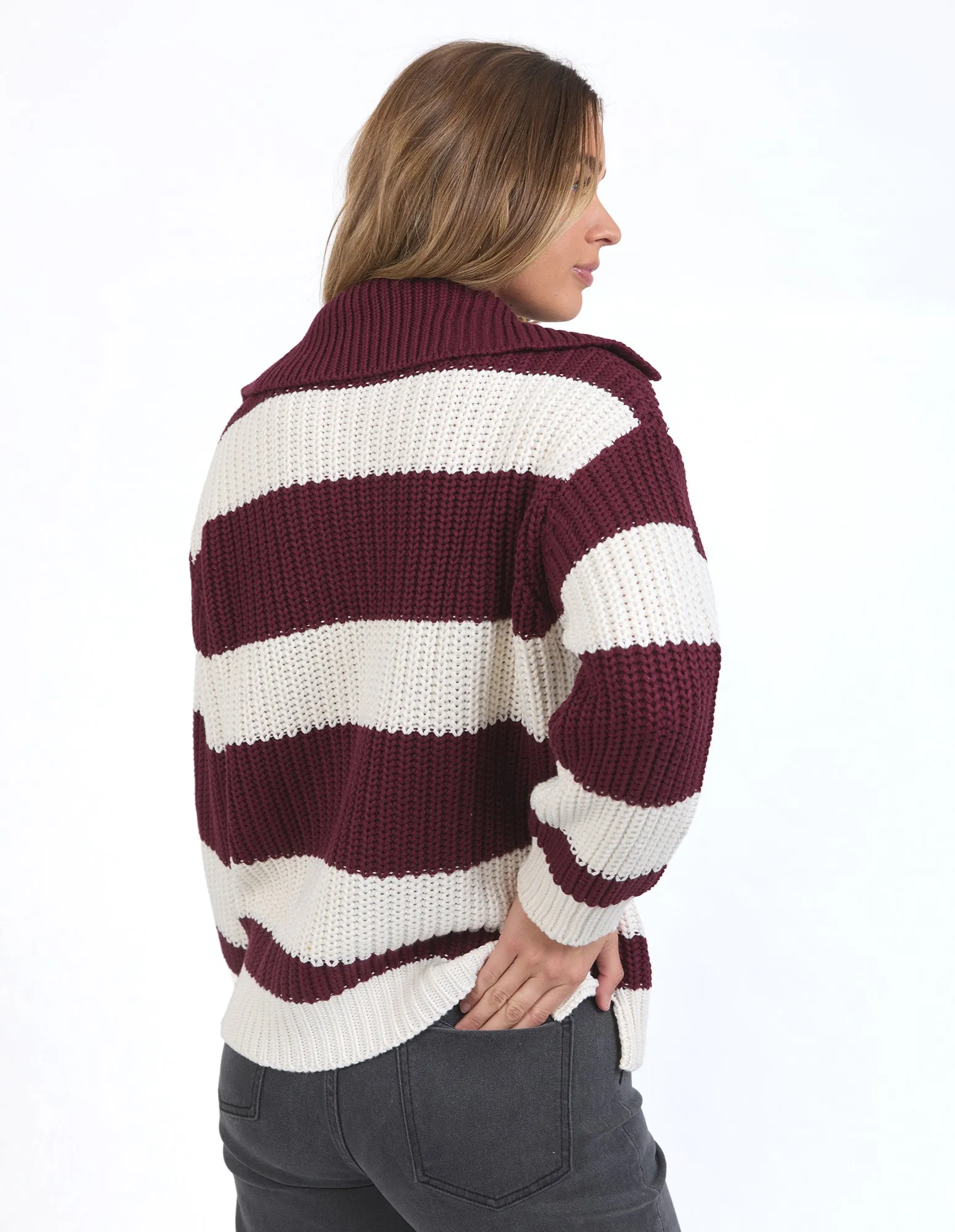 Estella Stripe Knit Berry Stripe sold by Foxwood Clothing product image thumbnail 3