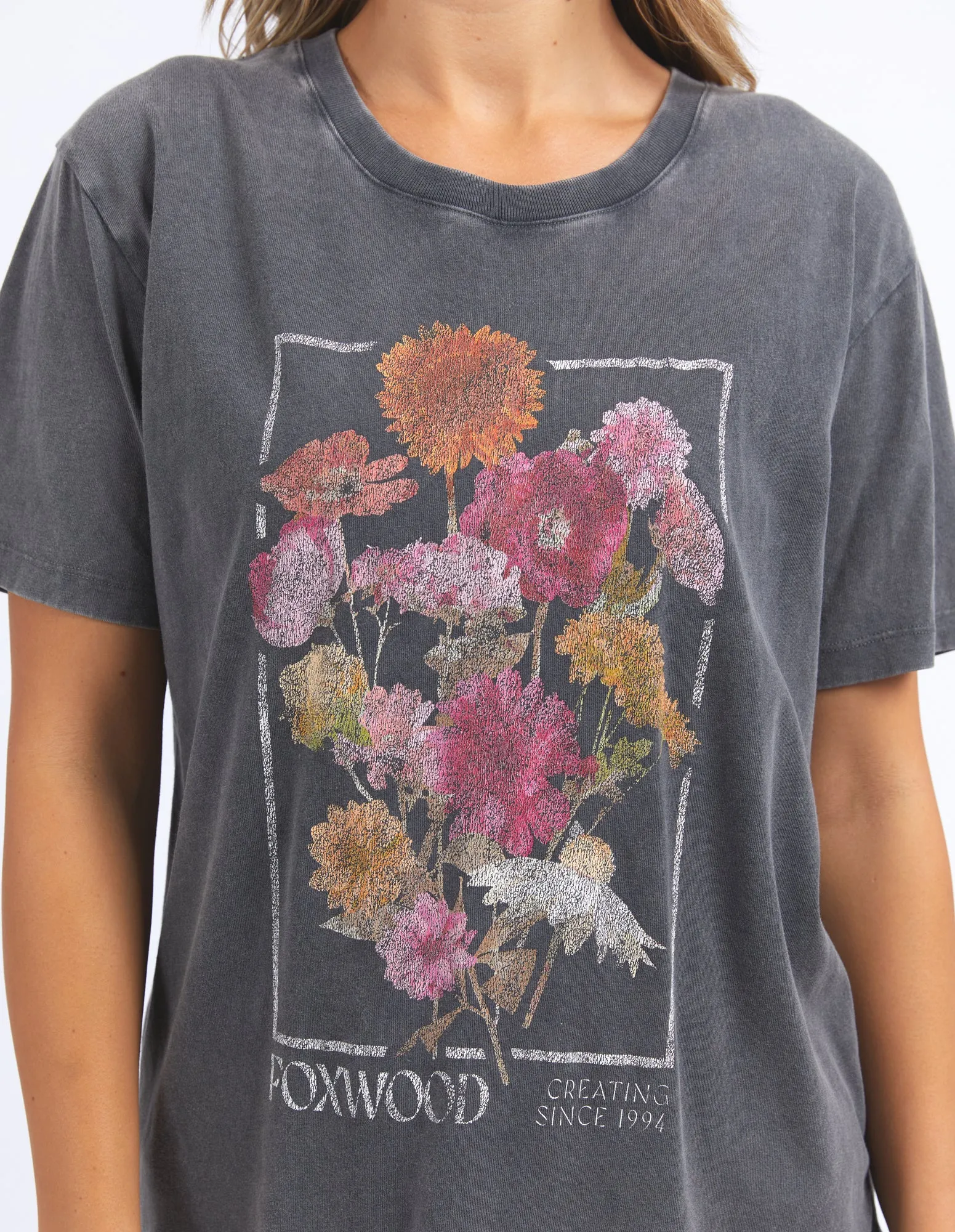 In Bloom Tee Washed Black sold by Foxwood Clothing product image thumbnail 2
