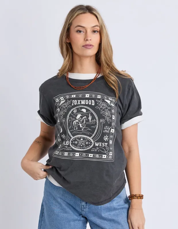 Wild West Tee Washed Black sold by Foxwood Clothing