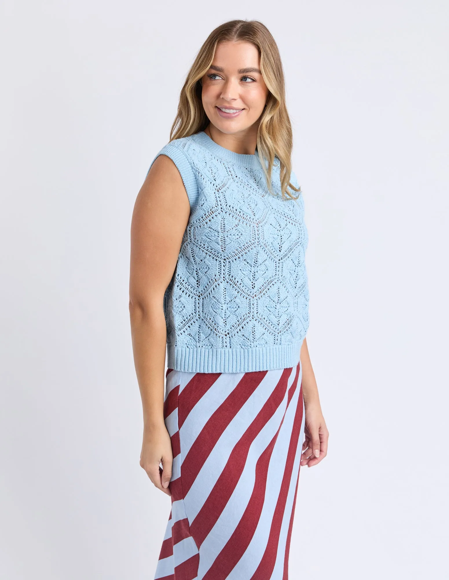 Luna Knit Vest Cerulean sold by Foxwood Clothing product image thumbnail 4
