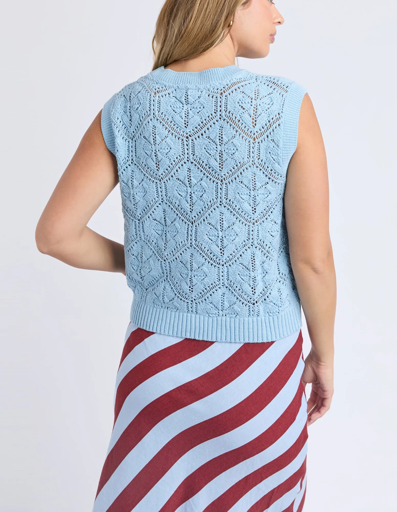 Luna Knit Vest Cerulean sold by Foxwood Clothing product image thumbnail 3