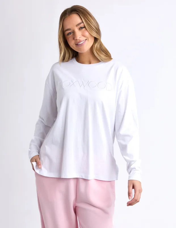 Simplified Long Sleeve Tee White made by Foxwood Clothing
