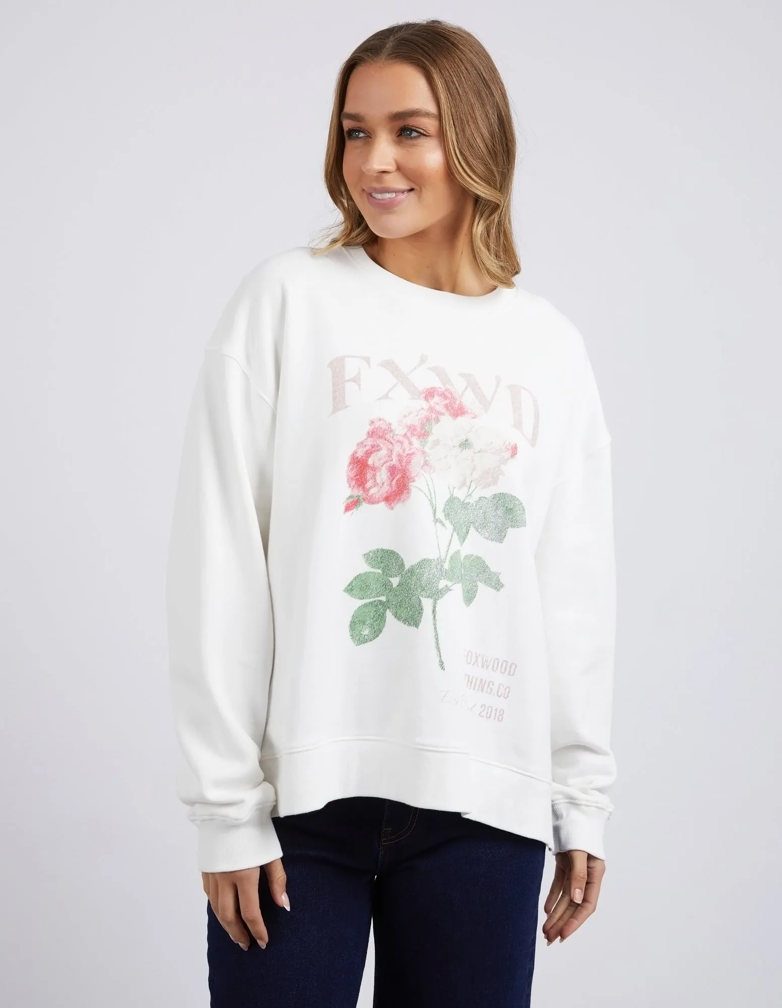 Rosa Crew Egret sold by Foxwood Clothing