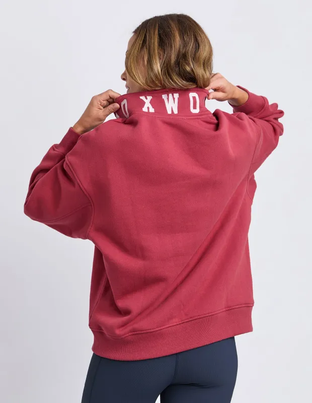College Contrast Zip Crew Rust With Pink sold by Foxwood Clothing