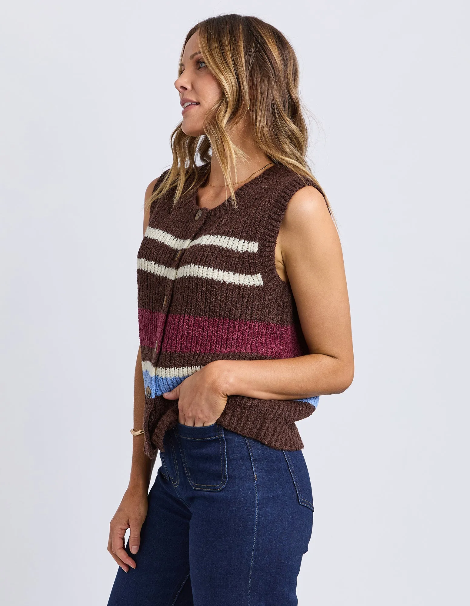 Delta Stripe Knit Chocolate Multi Str sold by Foxwood Clothing product image thumbnail 4