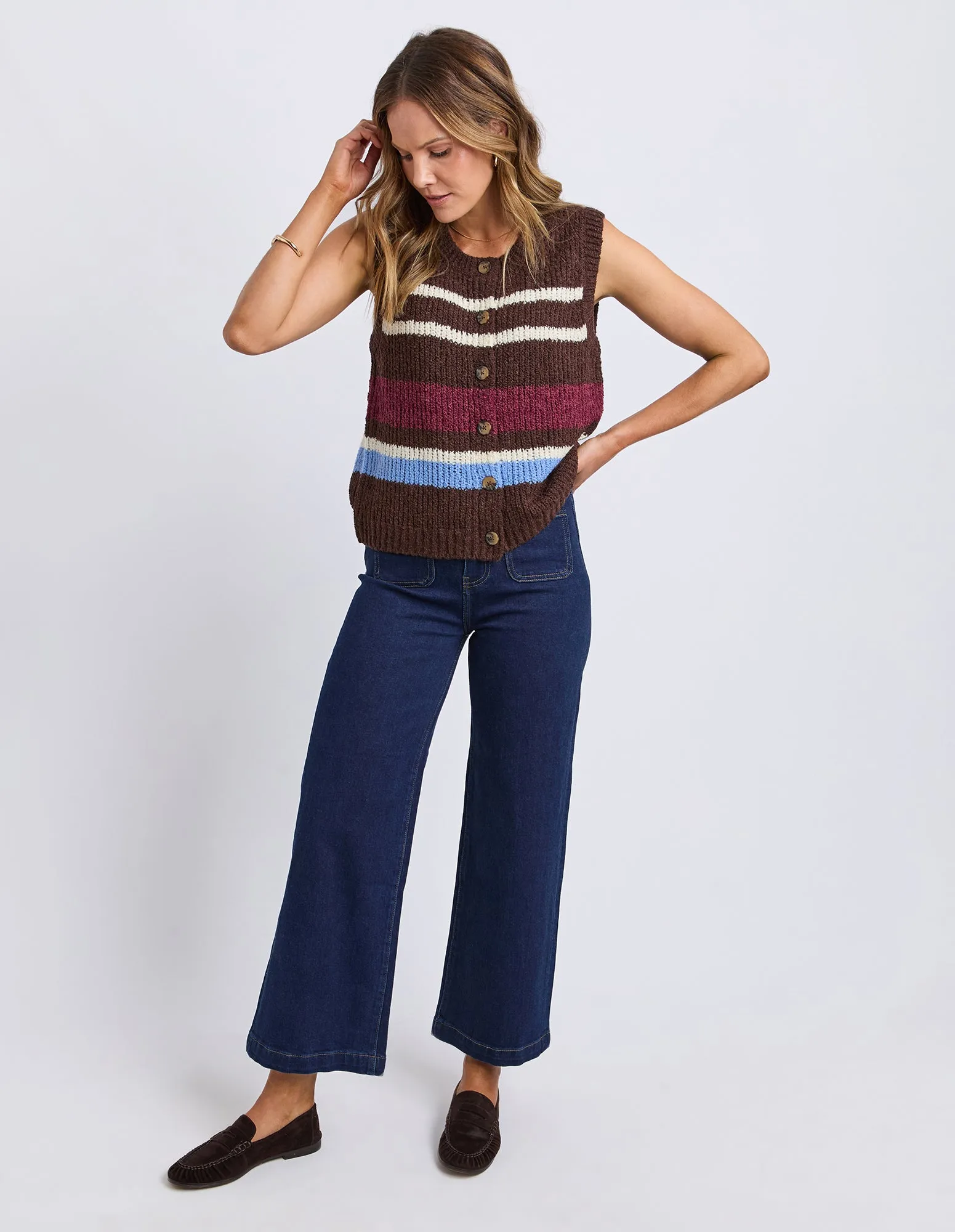 Delta Stripe Knit Chocolate Multi Str sold by Foxwood Clothing product image thumbnail 2