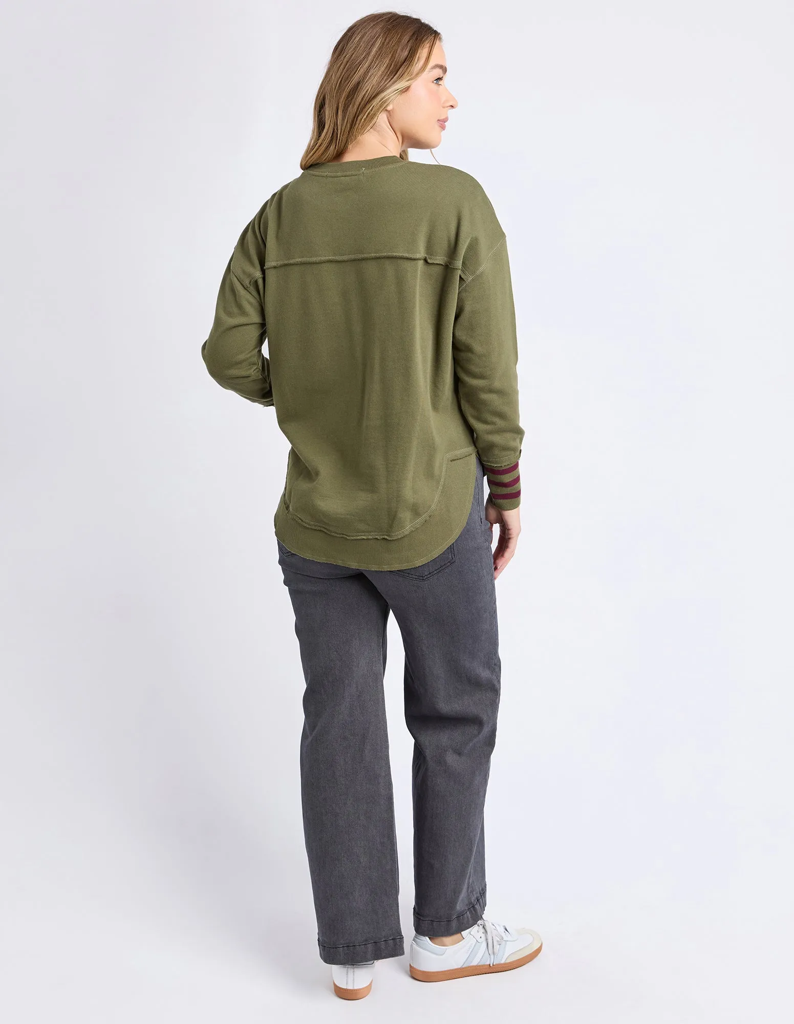 Alex Stripe Cuff Crew Winter Moss sold by Foxwood Clothing product image thumbnail 3