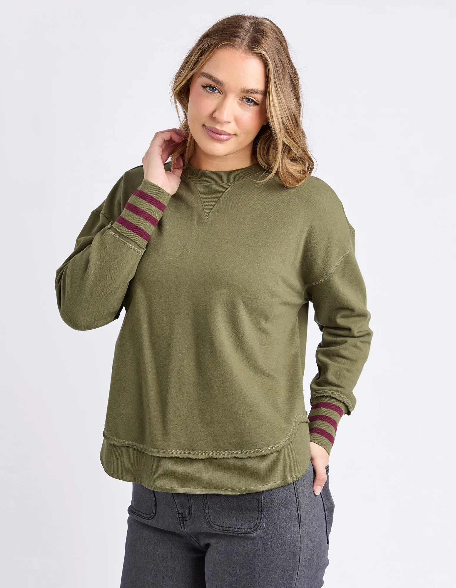 Alex Stripe Cuff Crew Winter Moss sold by Foxwood Clothing product image thumbnail 4