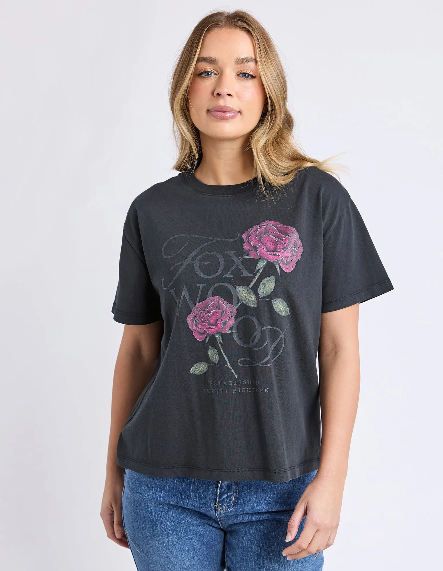 English Rose Tee Black sold by Foxwood Clothing