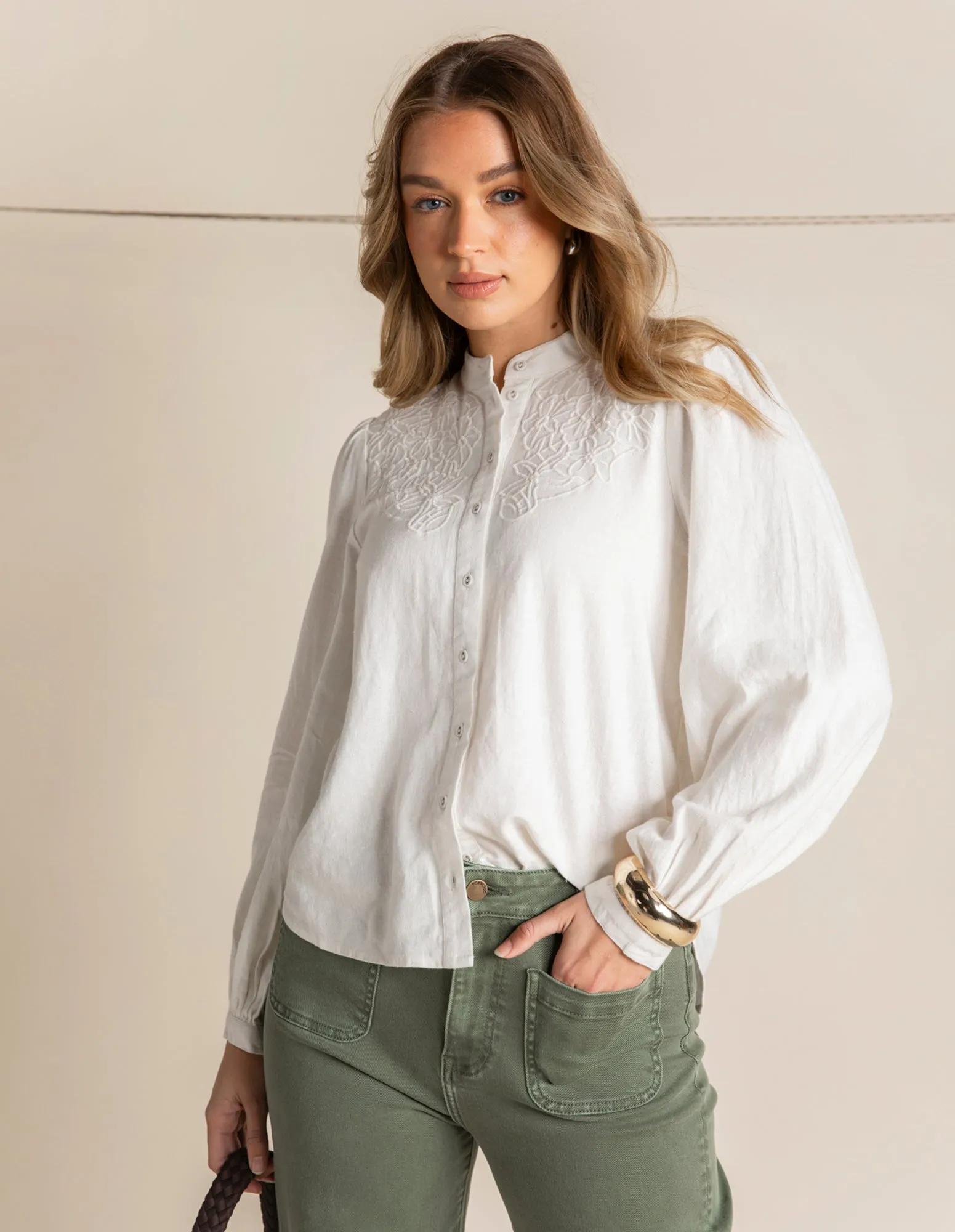 Eleanor Top Vintage White sold by Foxwood Clothing