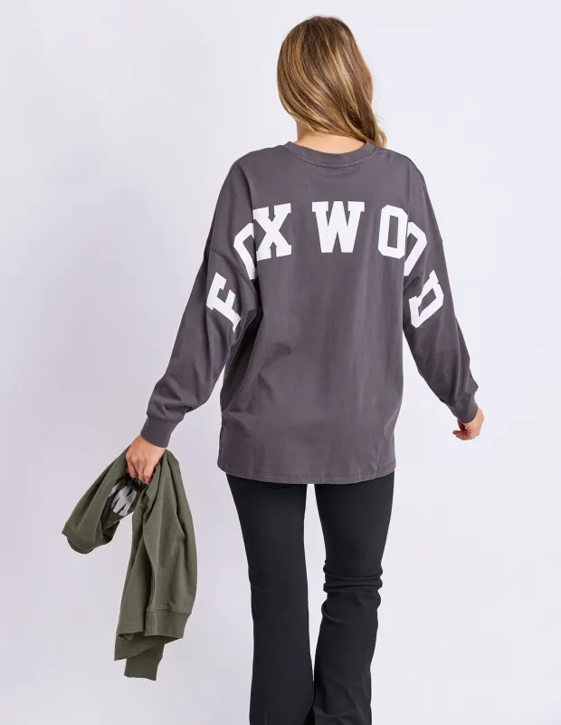 Interval Long Sleeve Charcoal/White made by Foxwood Clothing