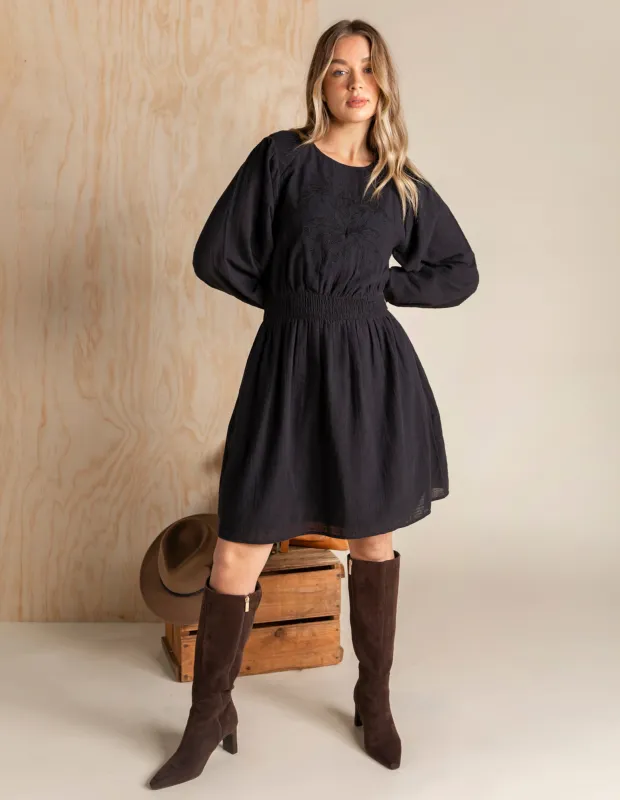 Marion Dress Black made by Foxwood Clothing