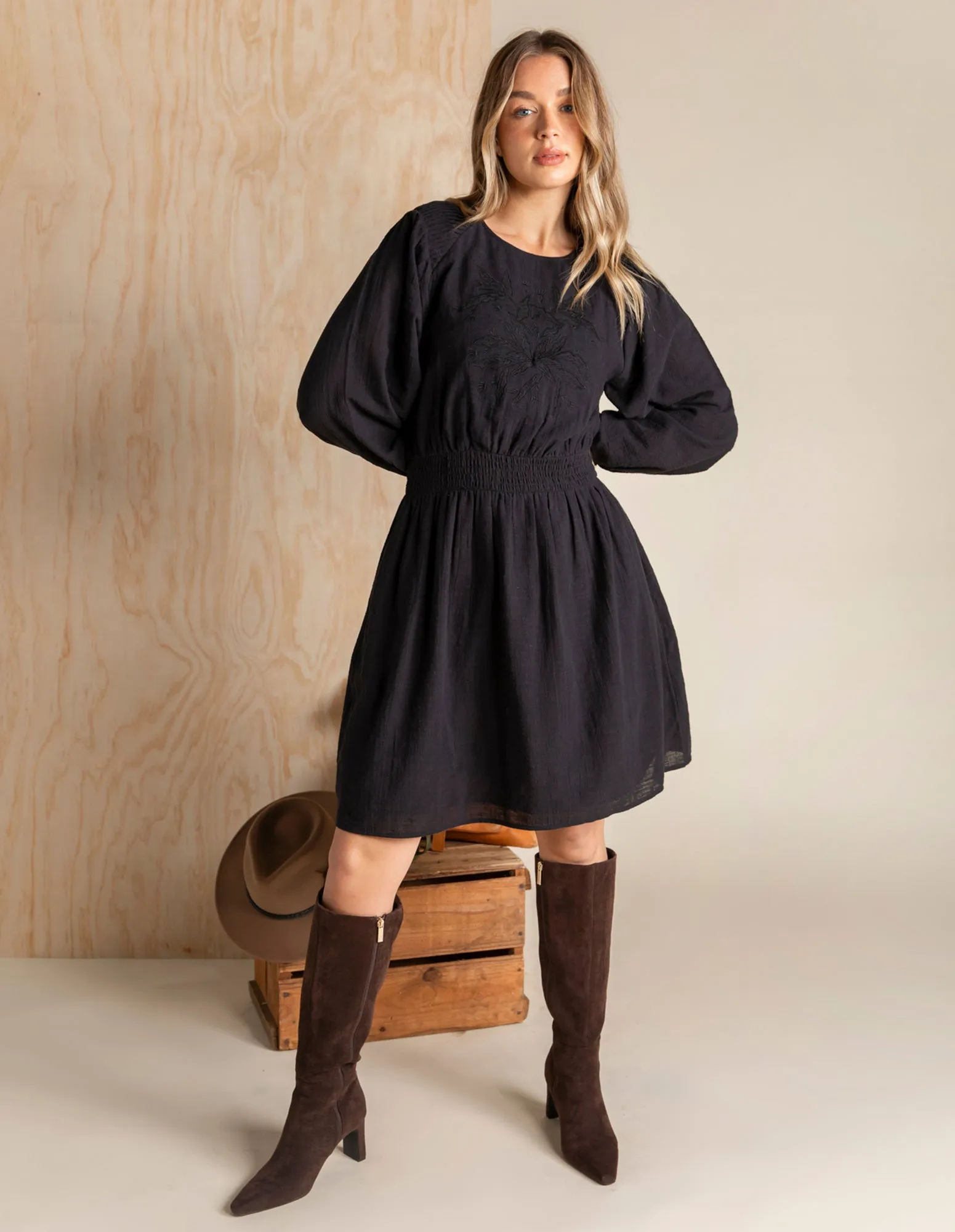 Marion Dress Black sold by Foxwood Clothing