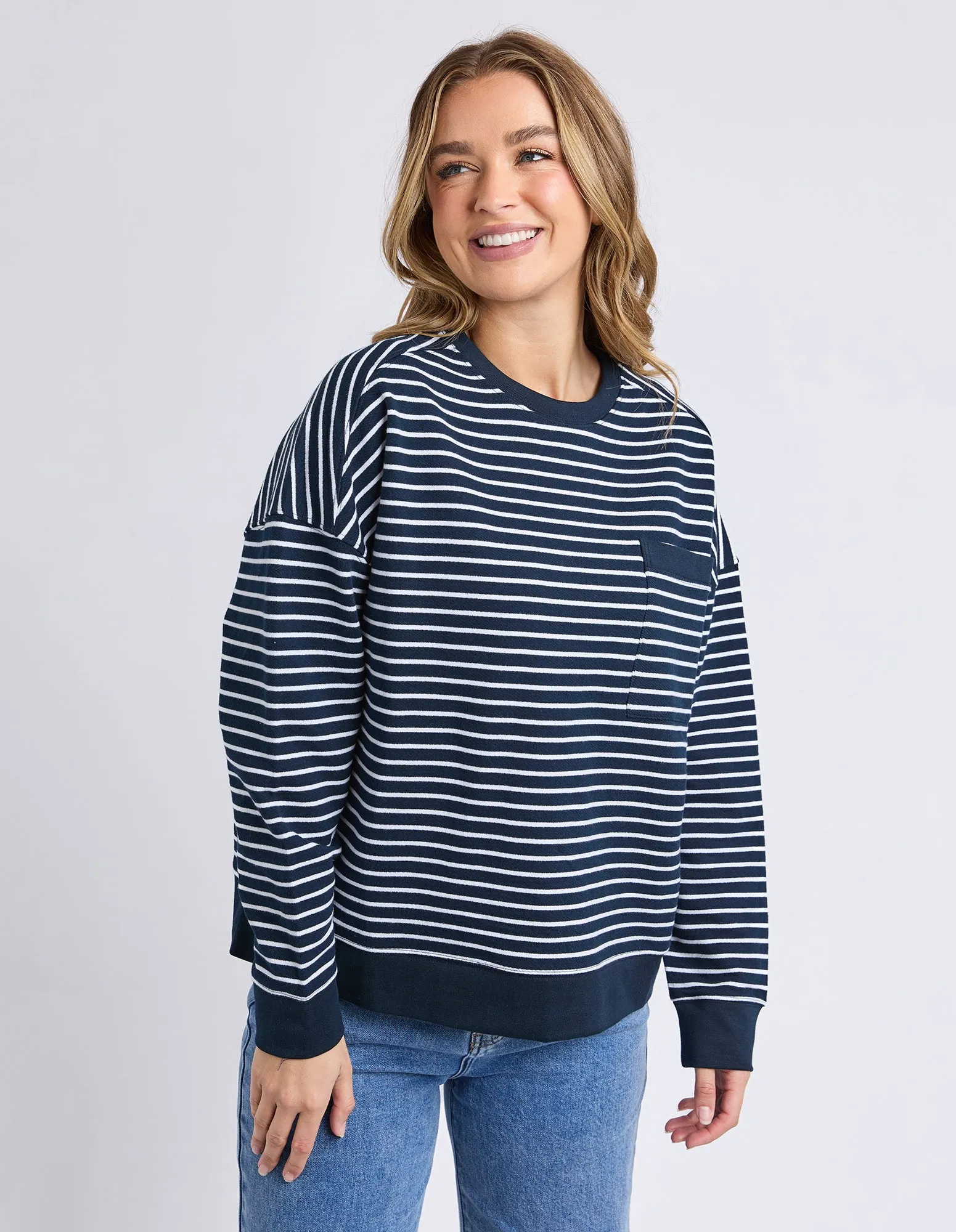 Original Stripe Crew Navy/White sold by Foxwood Clothing